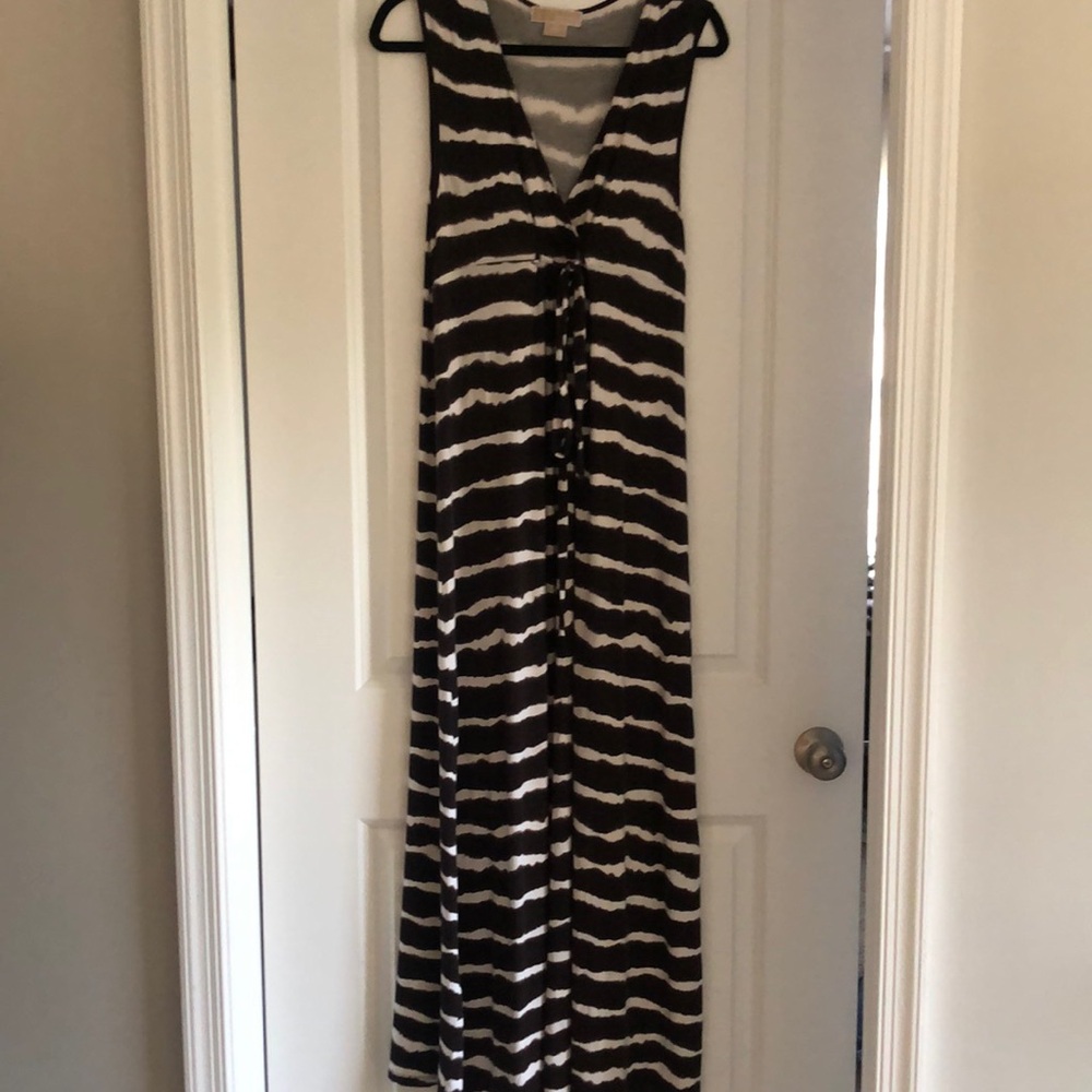 Michael Kors brown-black & white zebra striped maxi dress, size small